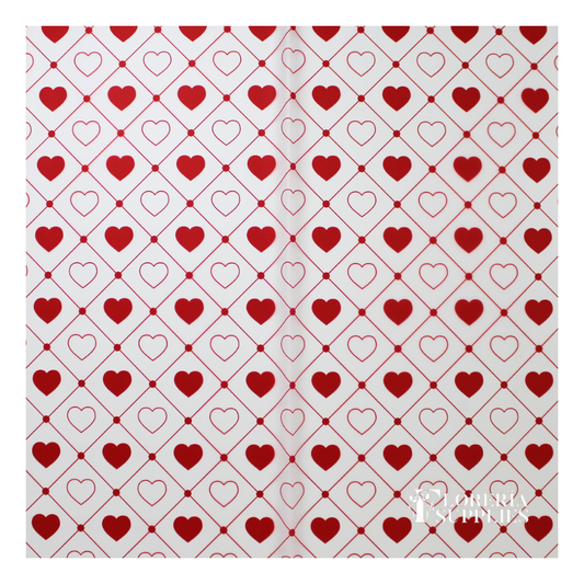 Heart Print Red Floral Wrapping Paper