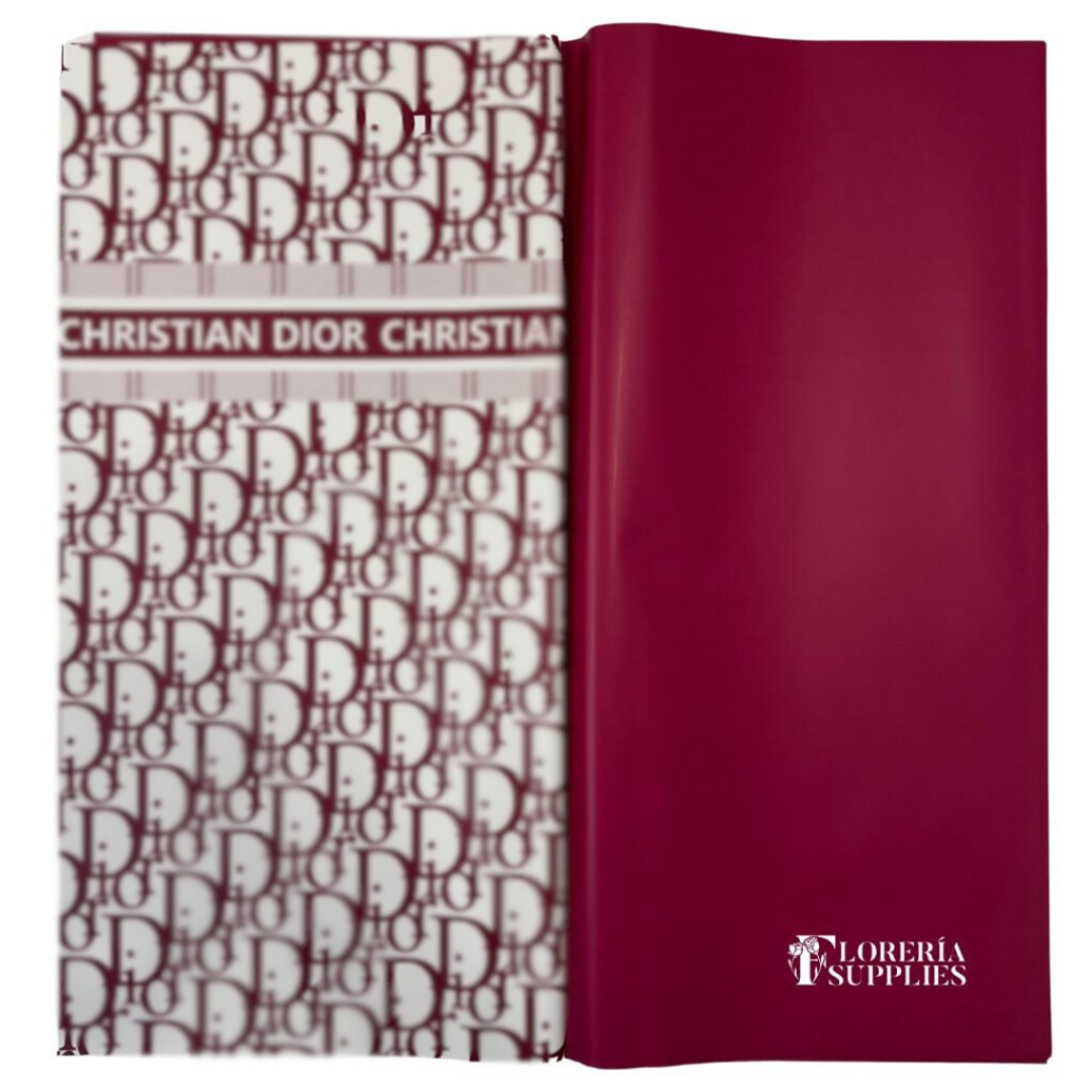 DR Wine Red W/ White Base Floral Wrapping Paper