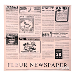 Newspaper Print Pink/Black Transparent Floral Wrapping Paper