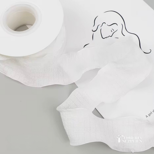 Ruffled White Ribbon - 10 Yards