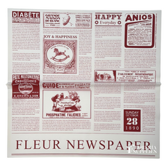 Newspaper Print White/Red Transparent Floral Wrapping Paper