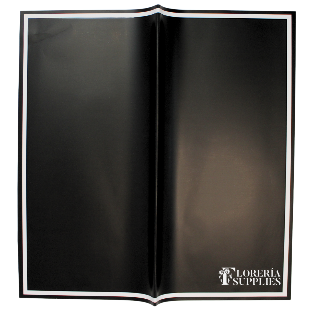 Triple Edge Floral Wrapping Paper - Solid Black