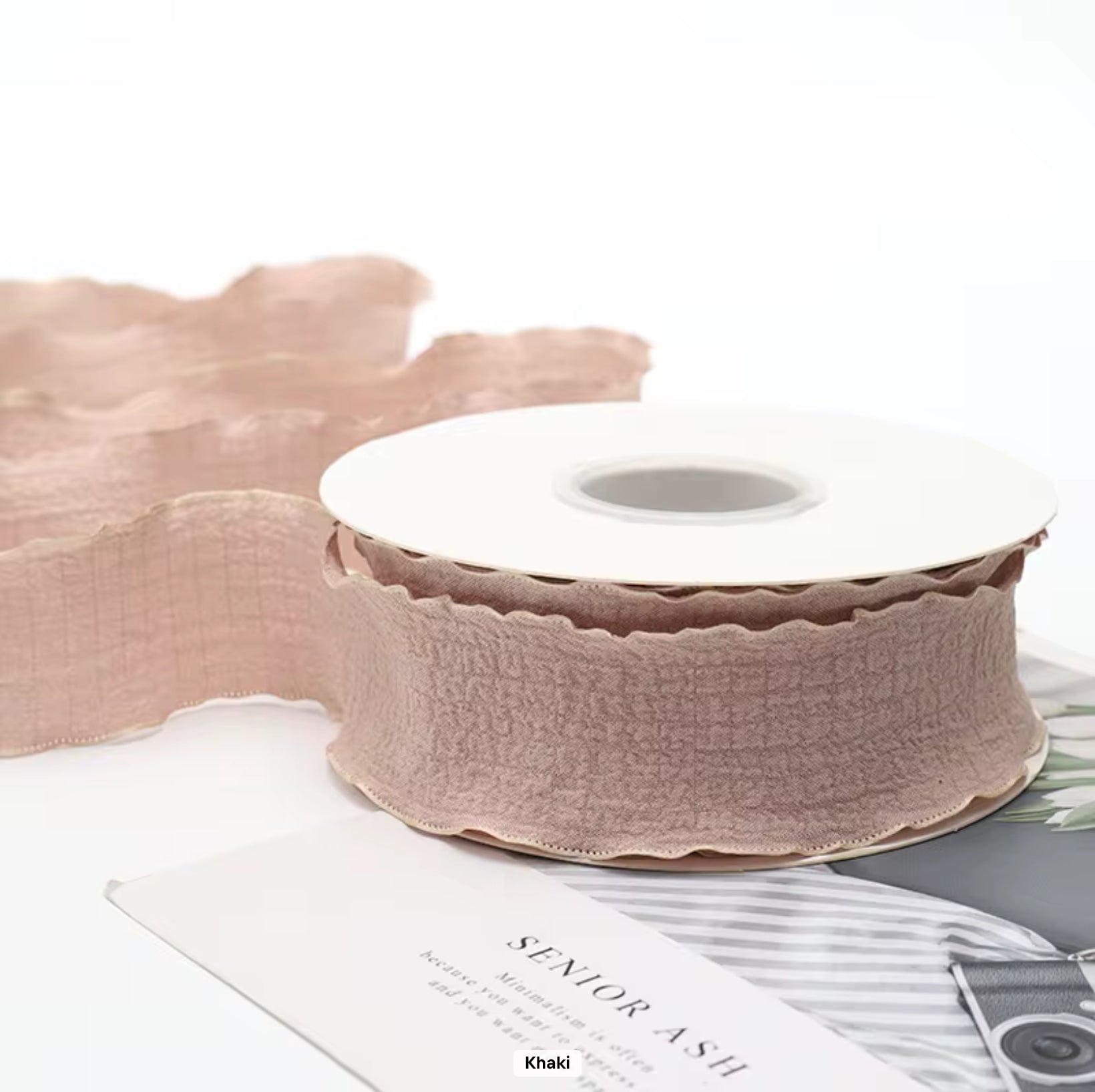 Ruffled Brown Ribbon - 10 Yards