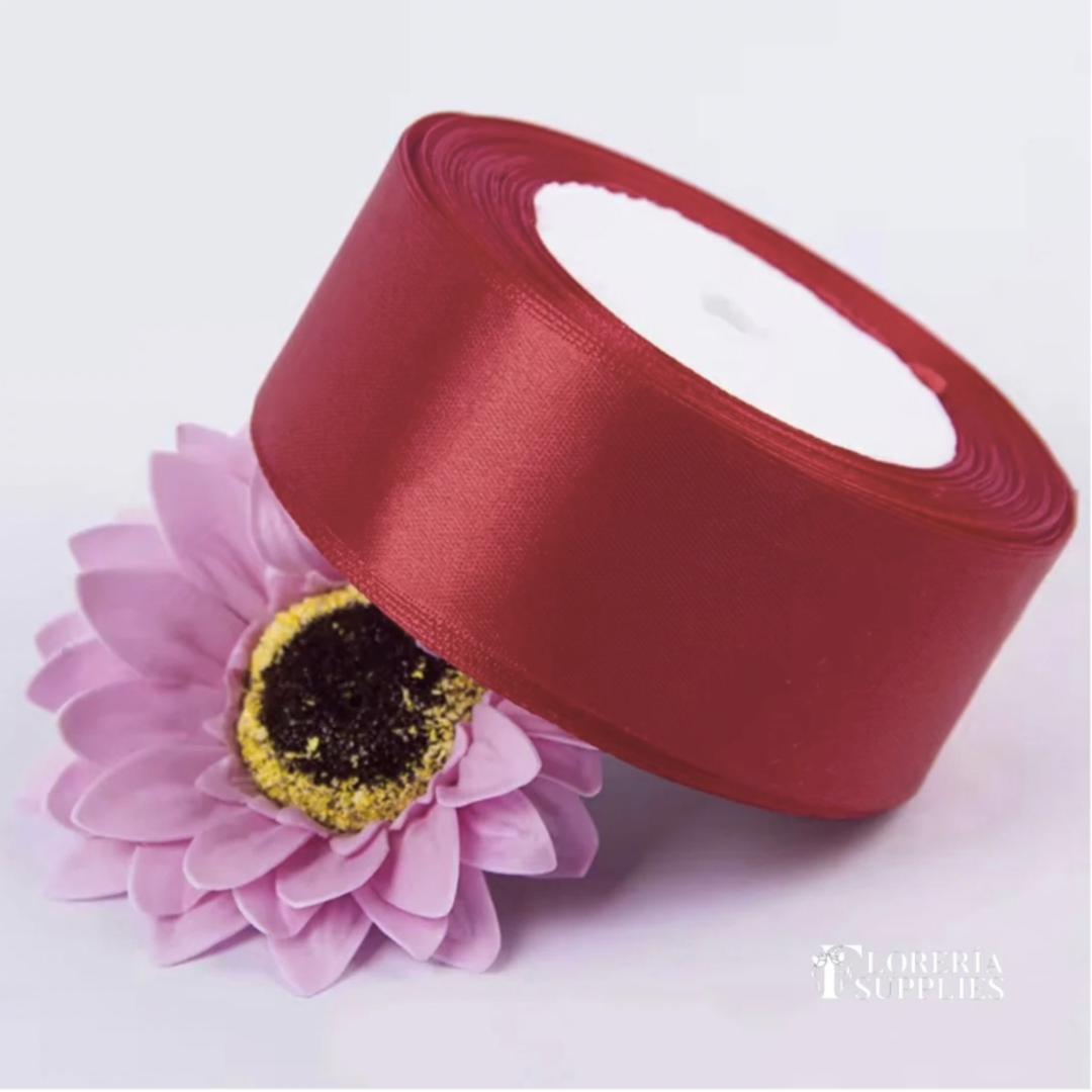 1.5” 25 Yard Single Sided Ribbon - Wine Red