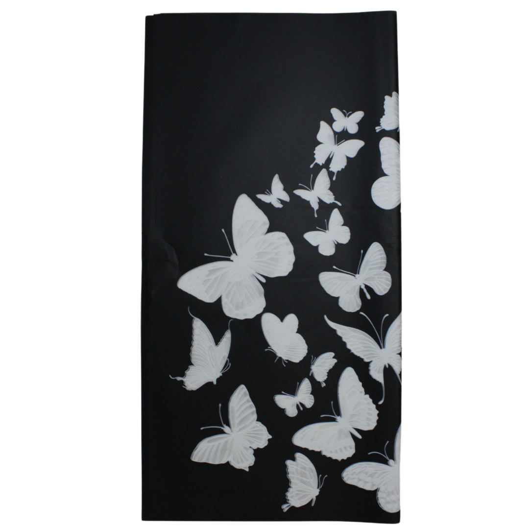 Black Butterfly Print Floral Wrapping Paper