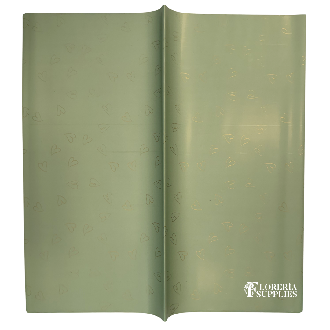 Dainty Heart Floral Wrapping Paper - Green