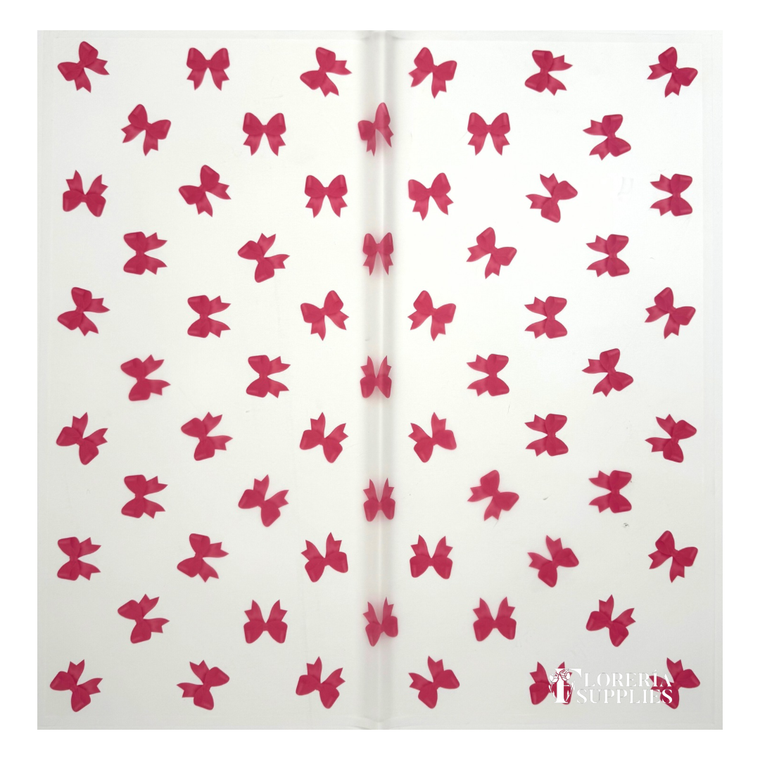 Bow Print White Floral Wrapping Paper