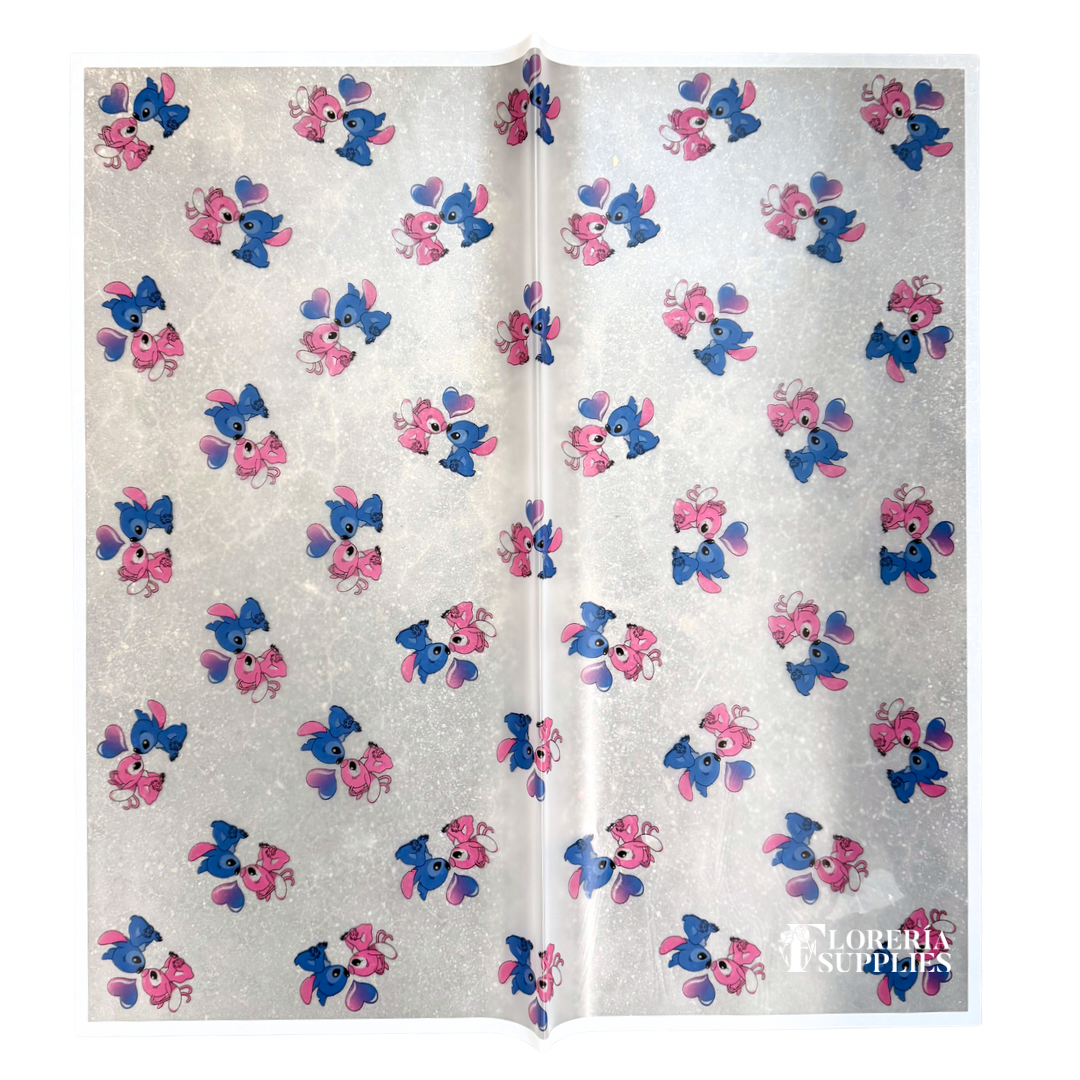 Stitch and Angel White Floral Wrapping Paper