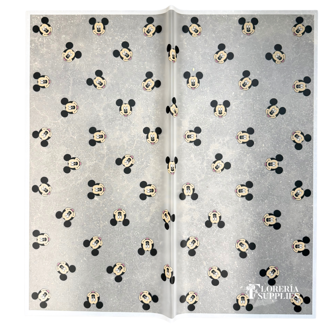 Mickey Mouse White Floral Wrapping Paper