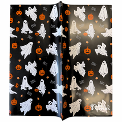 Ghost+Pumpkin Black Floral Wrapping Paper