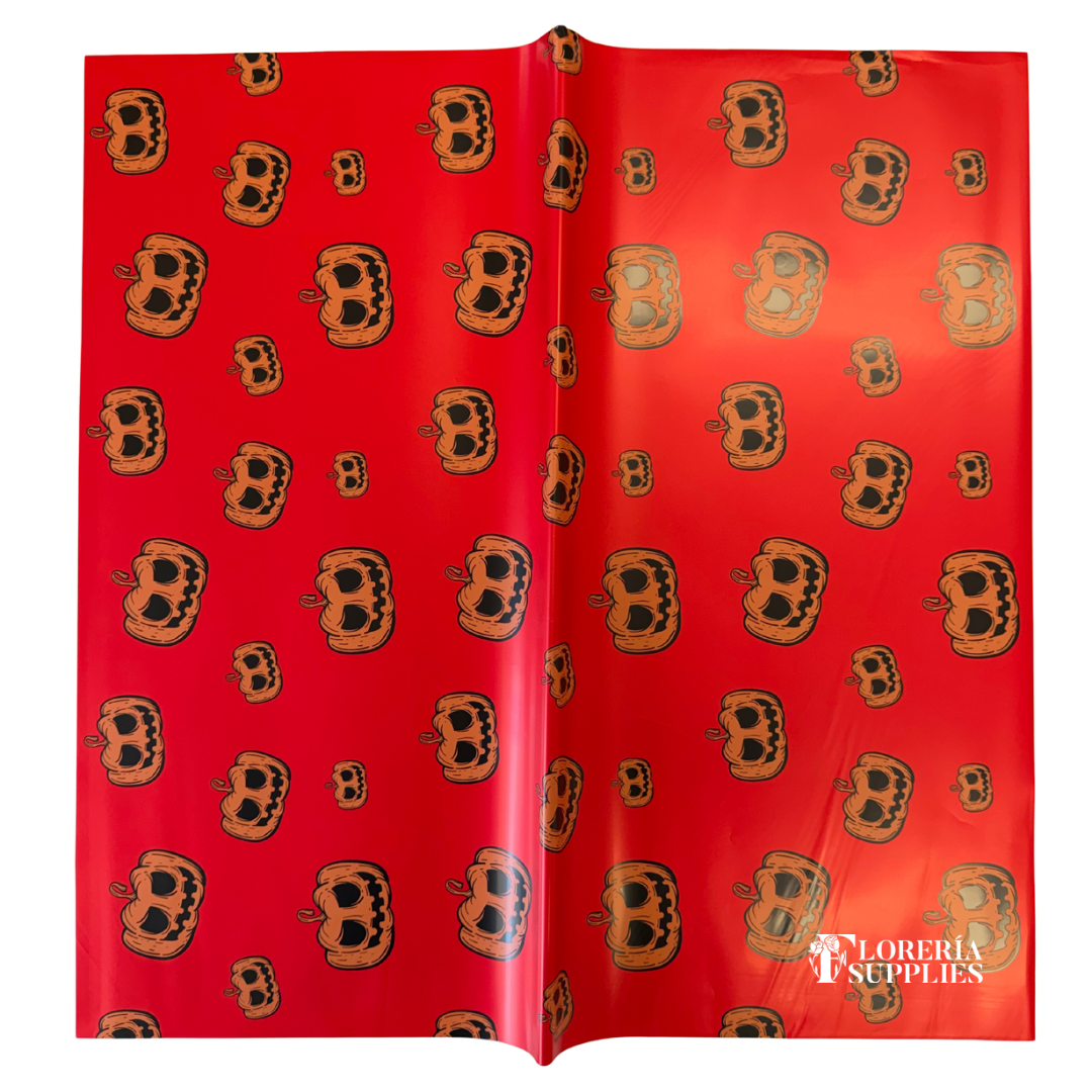 Pumpkin Red Floral Wrapping Paper