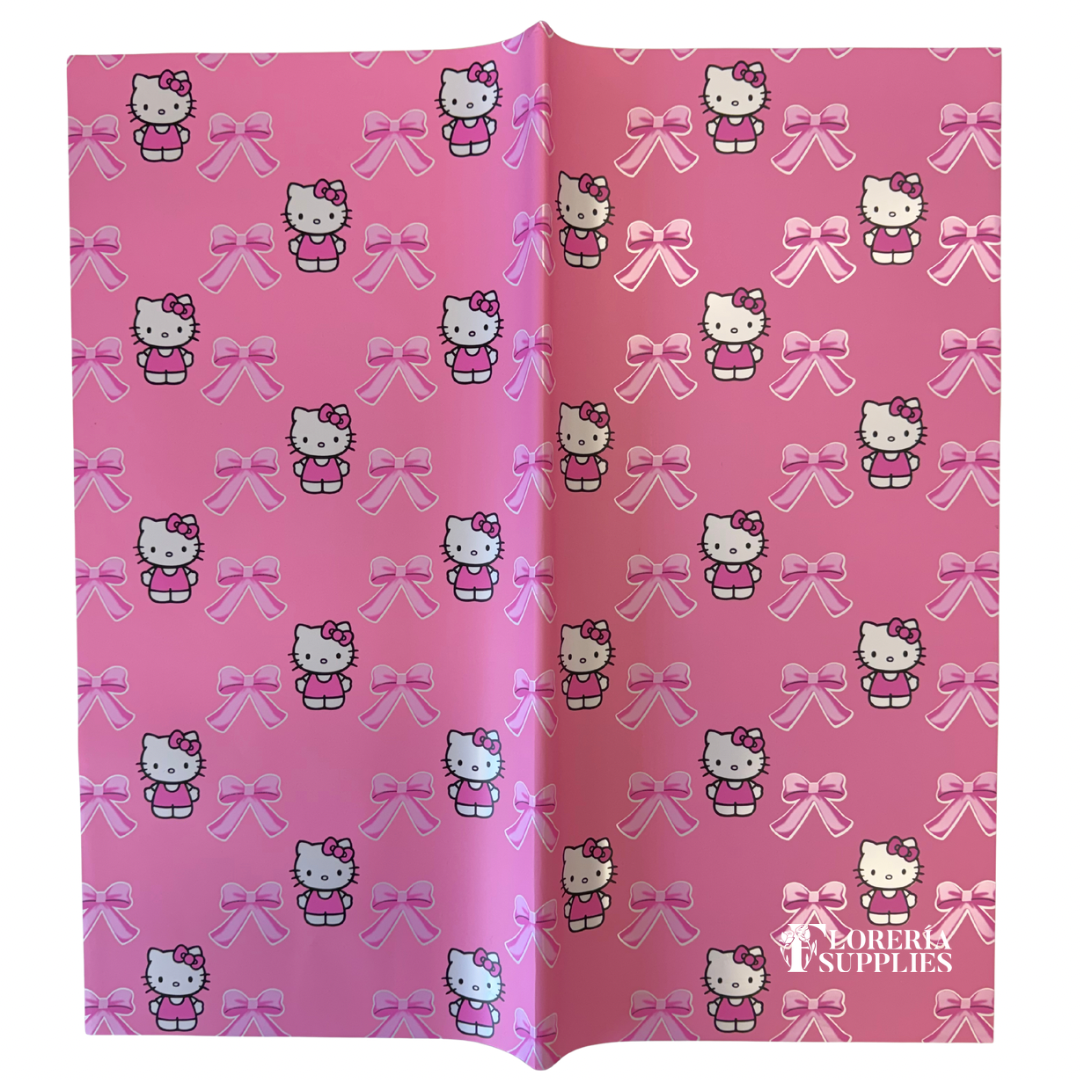 HK Bow Pink Floral Wrapping Paper