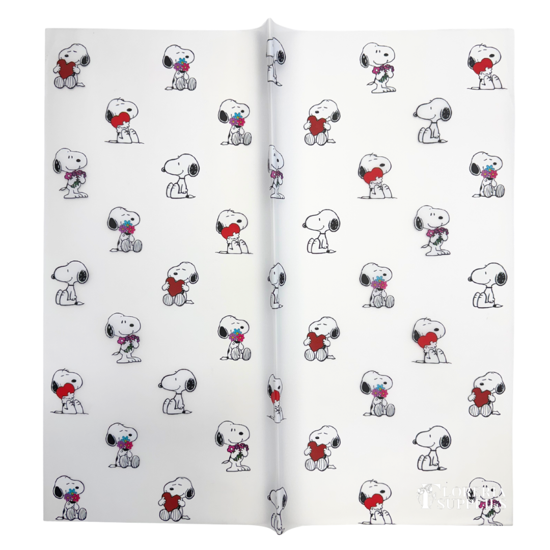 Snoopy Floral Wrapping Paper - Semi Transparent White