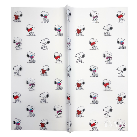 Snoopy Floral Wrapping Paper - Semi Transparent White
