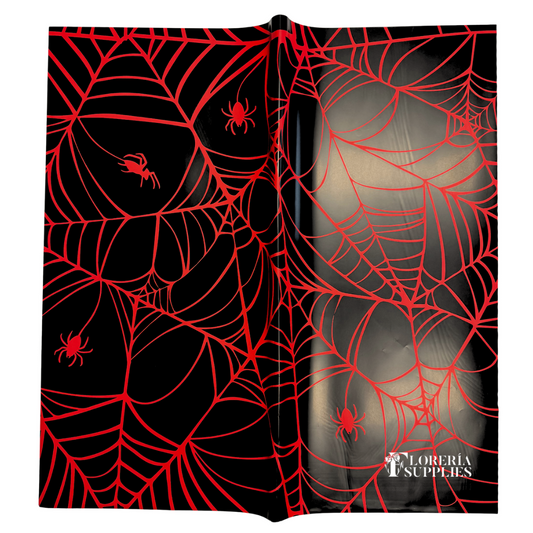 Spider Web Floral Wrapping Paper - Black