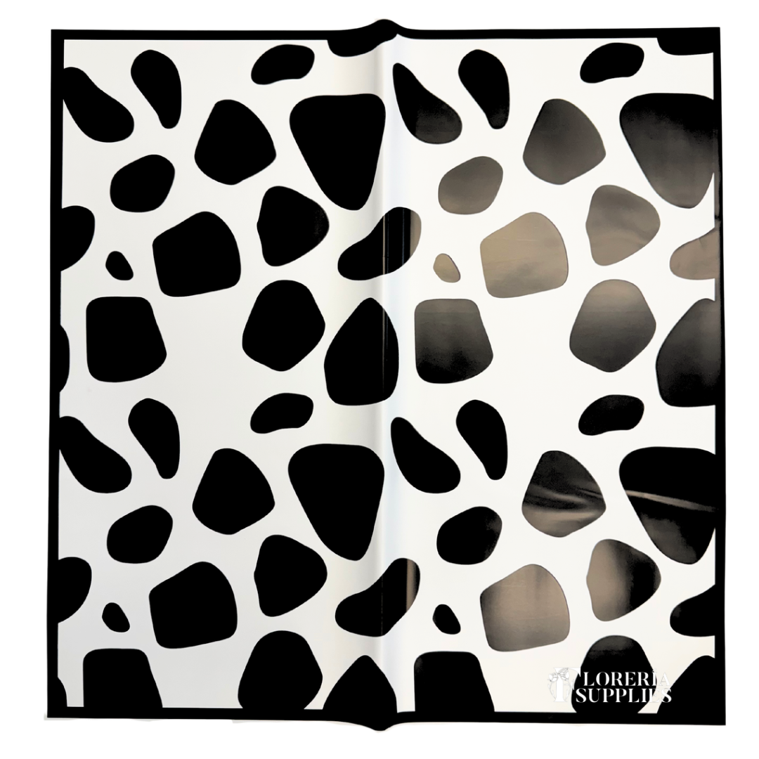 Black Cow Print Floral Wrapping Paper