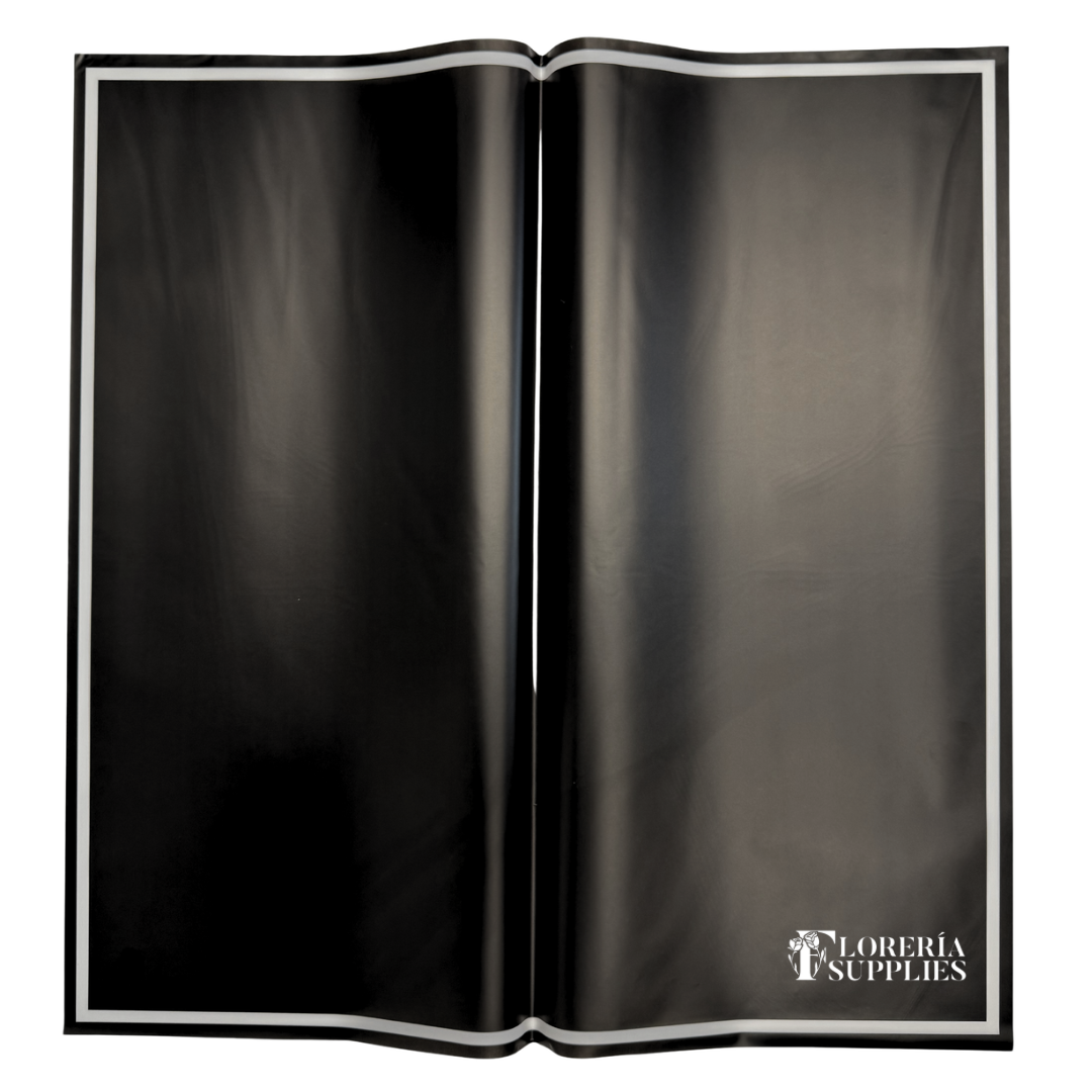 Triple Edge Floral Wrapping Paper - Semi Transparent Black