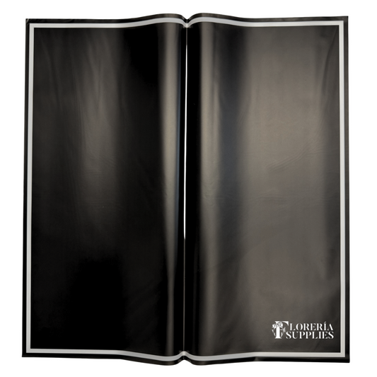 Triple Edge Floral Wrapping Paper - Semi Transparent Black
