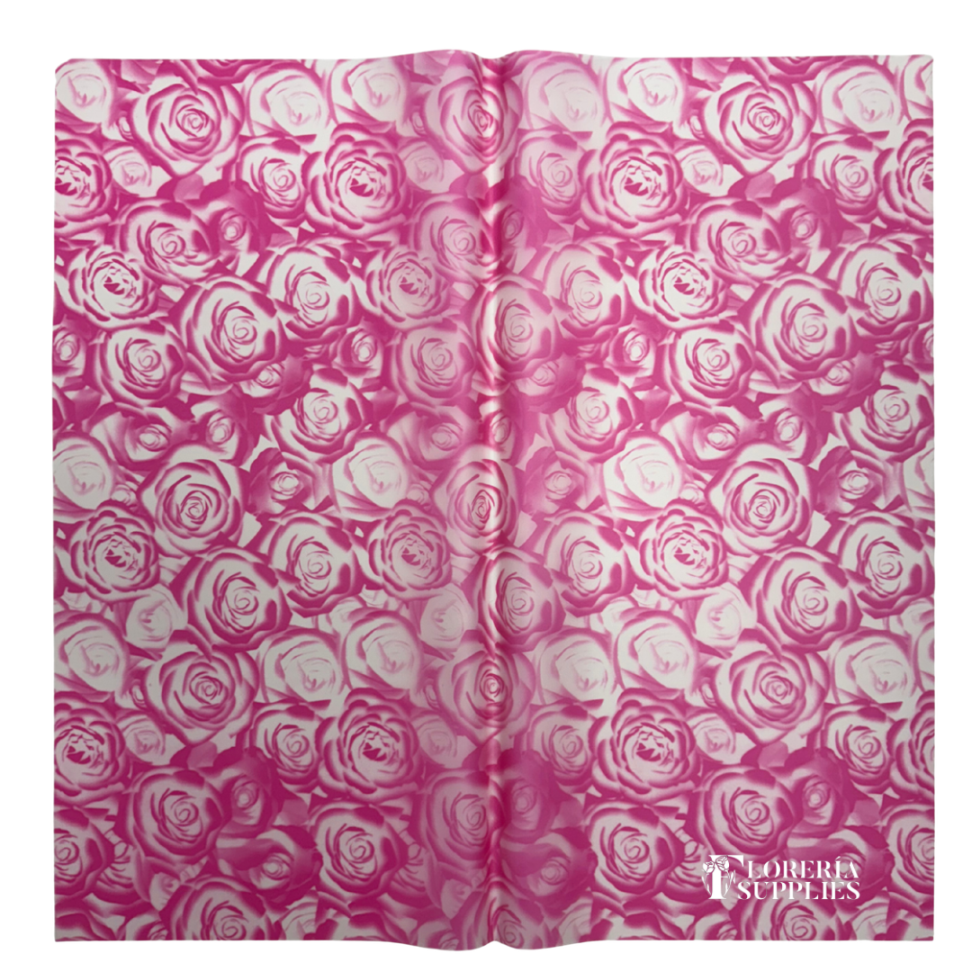Fuchsia Rose Print Floral Wrapping Paper