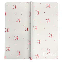 Bow Print White/Red Floral Wrapping Paper