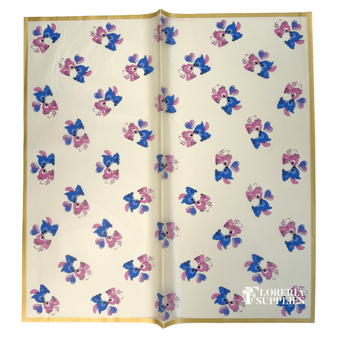 Stitch and angel floral wrap , Korean wrapping, ramo buchón, 