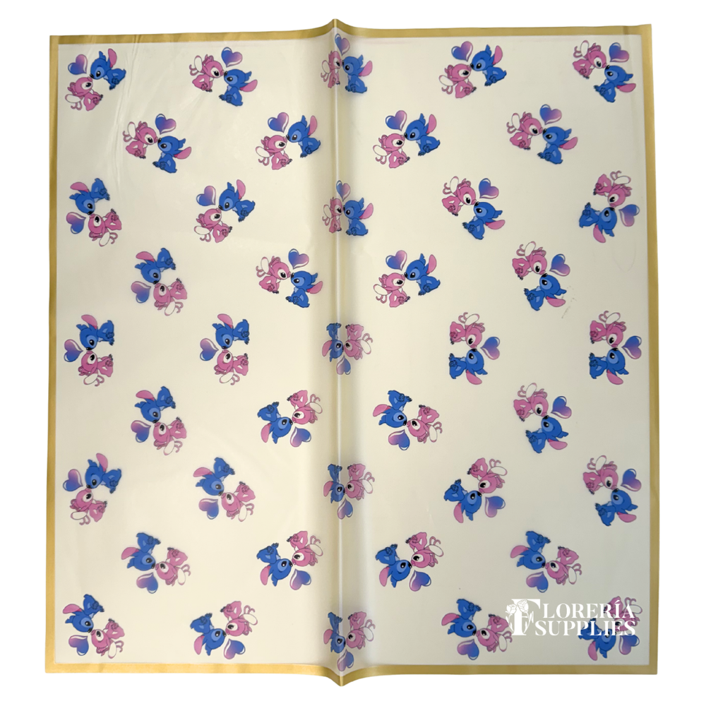 Stitch and angel floral wrap , Korean wrapping, ramo buchón, 